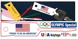 USA KEYTAGS - OLYMPIC SPECIAL! Imprinted with "PROUD TO BE AN AMERICAN"